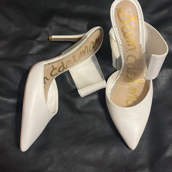 🎉 Sam Edelman Hope Stiletto Mule Pump - Bright White Nappa Leather! - Picture 4 of 7